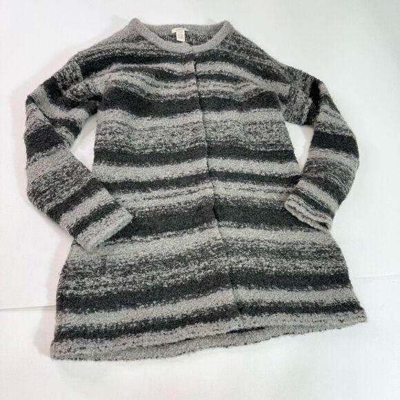 Sundance Sweater Womens Large Wool Alpaca Striped Button Up Chunky Curled Fleece - Picture 1 of 7